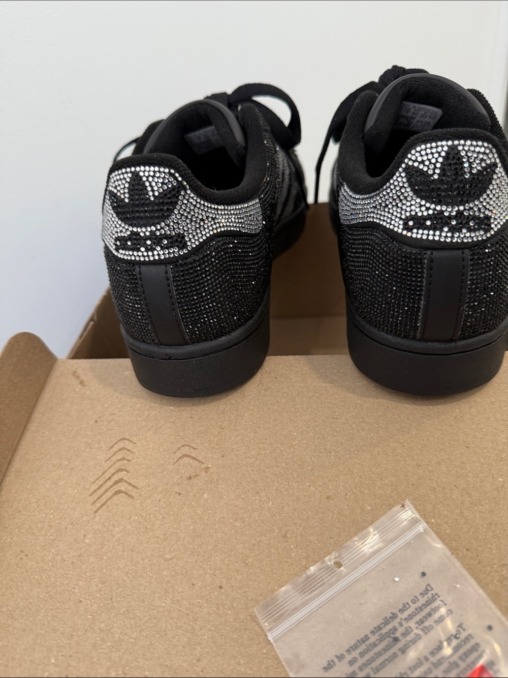 adidas superstar II Black and SILVER Sparkle Sneakers size 81/2 - Picture 5 of 10